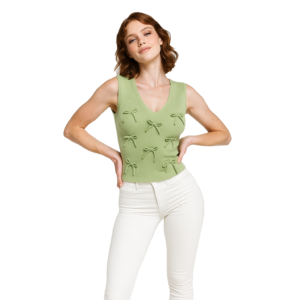 TOP DAMA TEJIDO CON MOÑOS ZH004