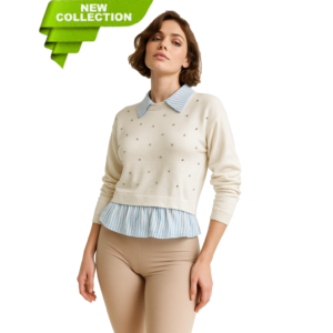 SUETER CAMISA TEJIDO CON APLICACION HY010