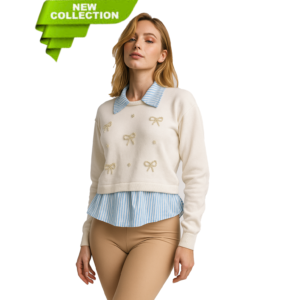 SUETER CON CAMISA TEJIDO  HY008