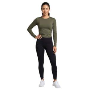 Blusa Deportiva de Manga Larga y Fruncido Lateral Y135H25