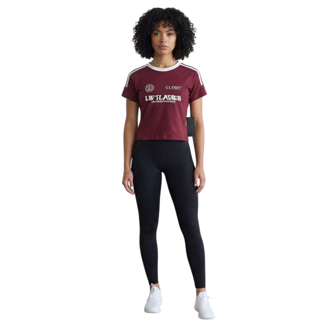 Playera Deportiva Estilo Ringer con Franjas para Mujer Y165G76