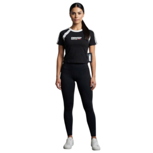 Playera Deportiva Corta con Mangas Raglán y Franjas Y168G87