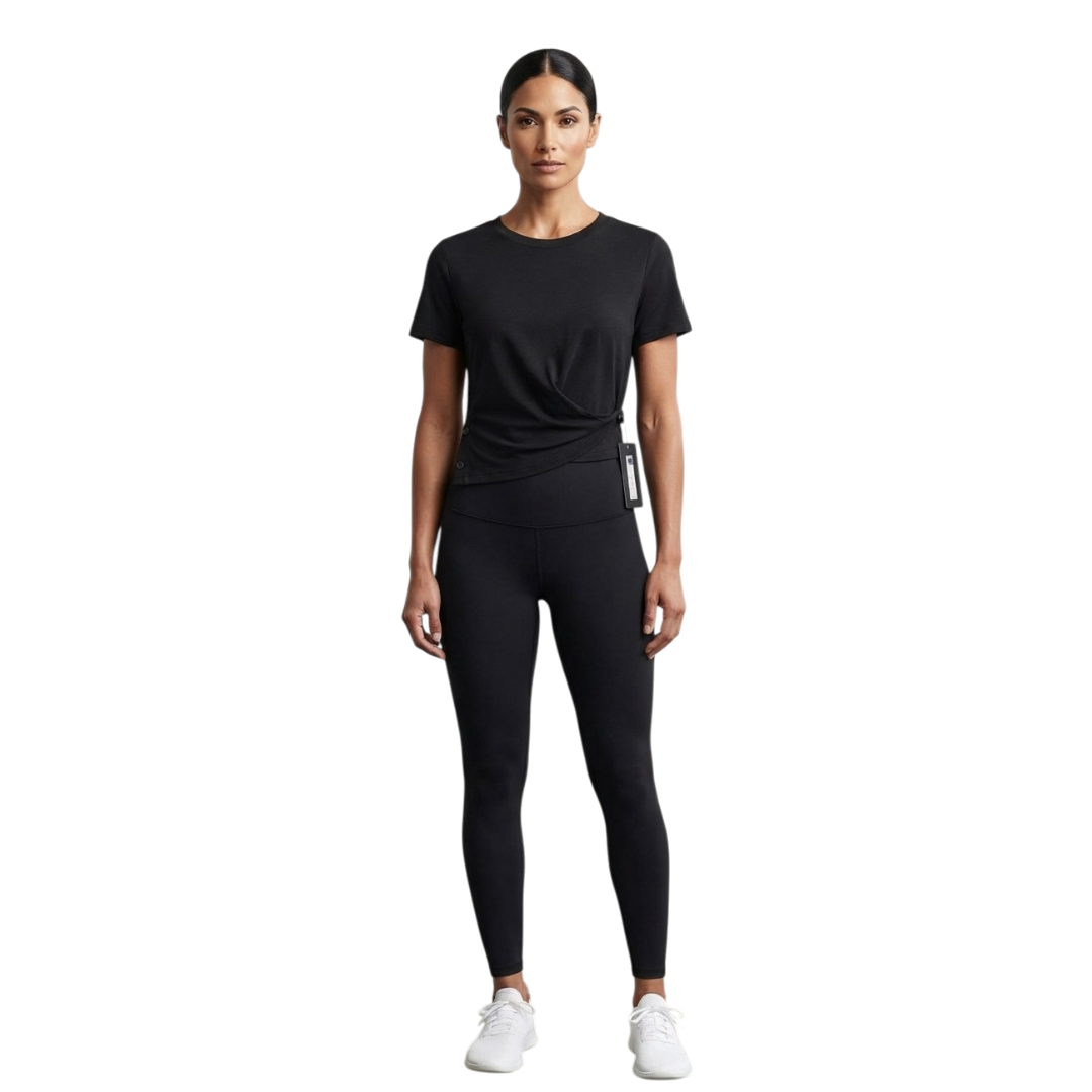 Playera Deportiva con Cuello Redondo y Detalle de Botones Laterales Y158H63
